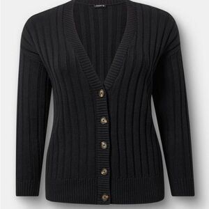 Torrid Black Button Up Ribbed Cardigan